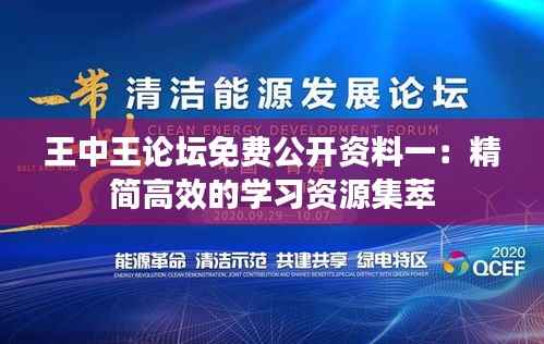 王中王论坛免费公开资料一:精简高效的学习资源集萃